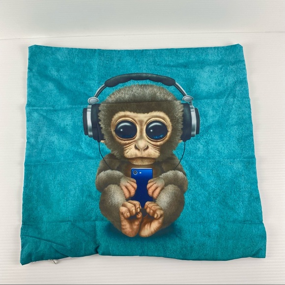 Unbranded Other - Blue Baby Monkey 45x45cm Polyester Cushion Cover